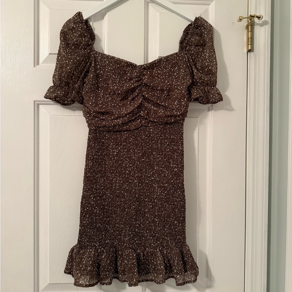 The Impeccable Pig Brown Textured Mini Dress